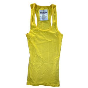 Zenana Outfitters Yellow Ribbed Racerback Tank Top Womens Size L Stretch